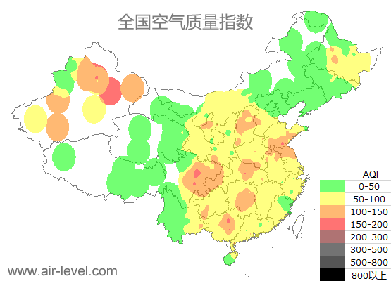 空气质量实时地图 2026-01-13 08:00