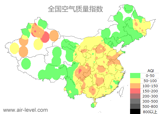 空气质量实时地图 2026-01-13 09:00