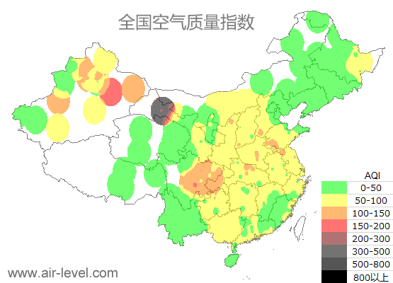 空气质量实时地图 2026-01-13 16:00