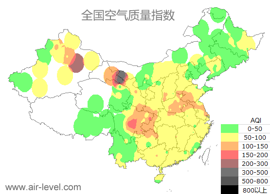 空气质量实时地图 2026-01-13 19:00