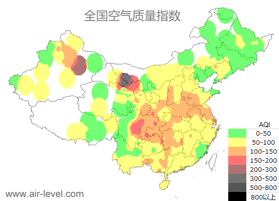 空气质量实时地图 2026-01-13 21:00