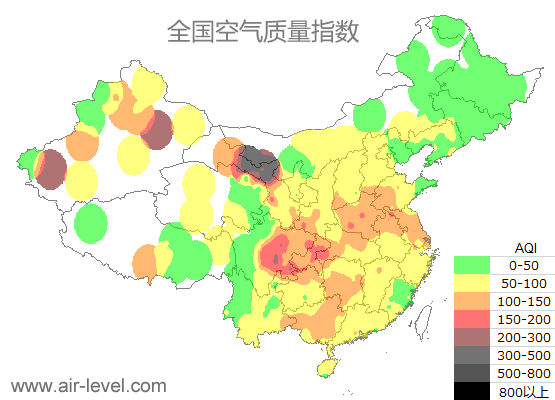 空气质量实时地图 2026-01-14 00:00