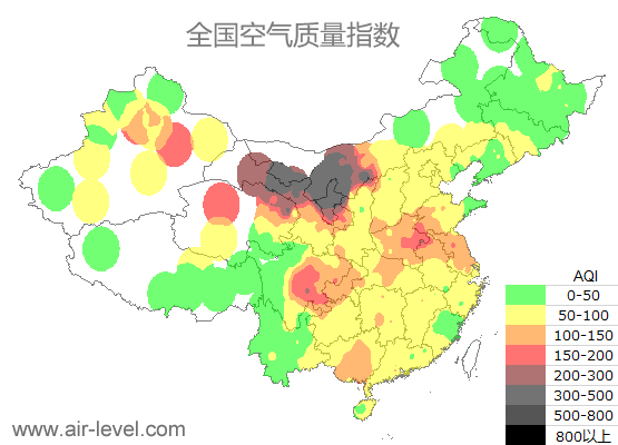 空气质量实时地图 2026-01-14 08:00