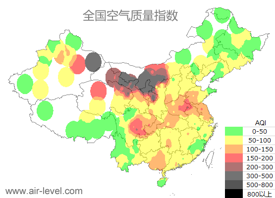 空气质量实时地图 2026-01-14 09:00