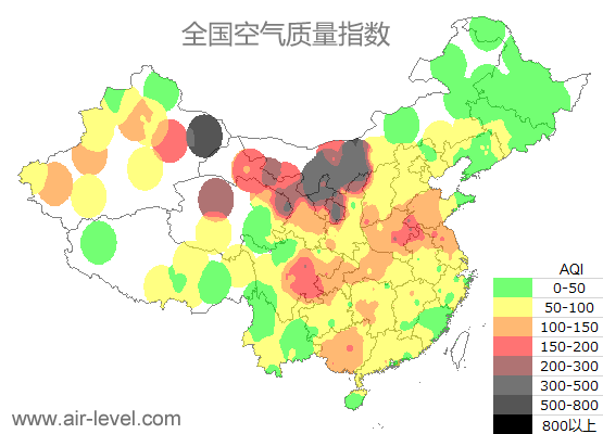 空气质量实时地图 2026-01-14 11:00