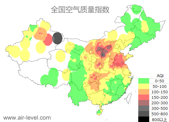 空气质量实时地图 2026-01-14 17:00