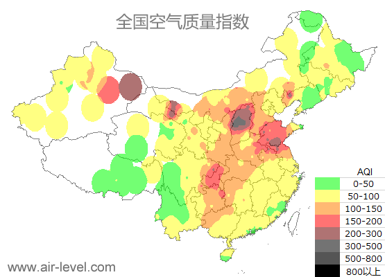空气质量实时地图 2026-01-14 20:00