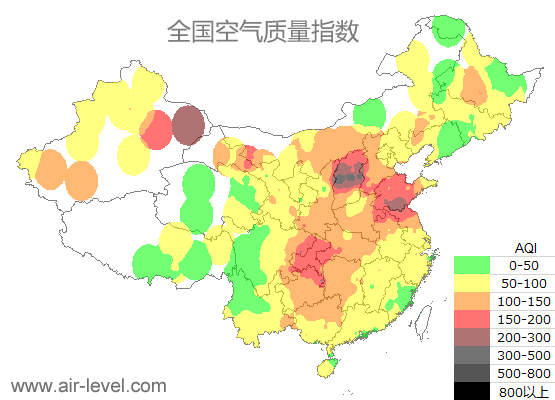 空气质量实时地图 2026-01-14 22:00