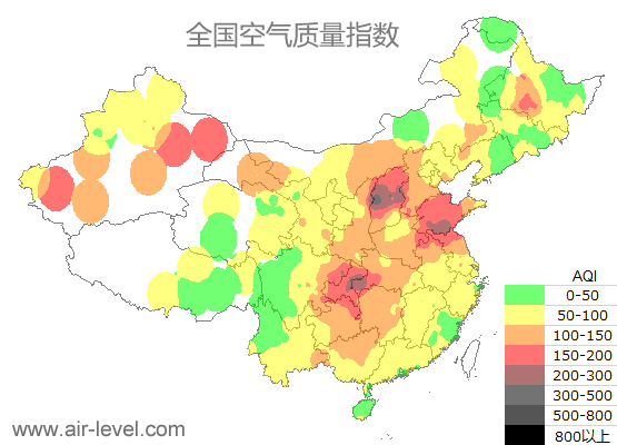 空气质量实时地图 2026-01-14 23:00