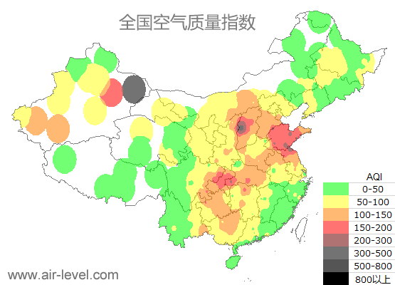 空气质量实时地图 2026-01-15 05:00
