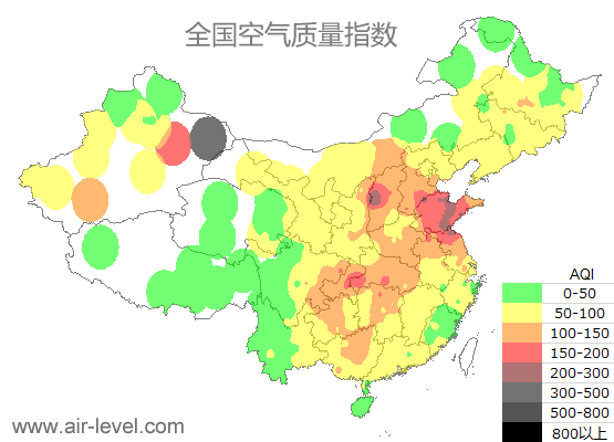 空气质量实时地图 2026-01-15 07:00