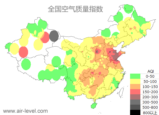 空气质量实时地图 2026-01-15 09:00