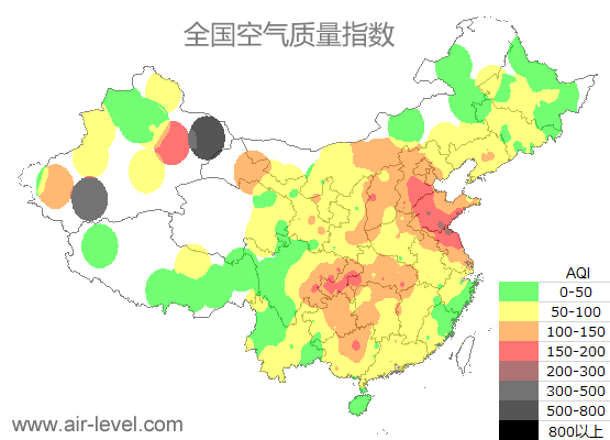 空气质量实时地图 2026-01-15 12:00