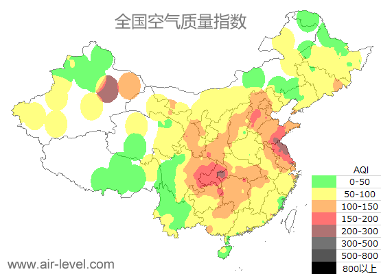 空气质量实时地图 2026-01-15 21:00