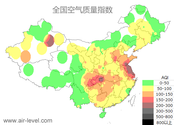 空气质量实时地图 2026-01-16 03:00