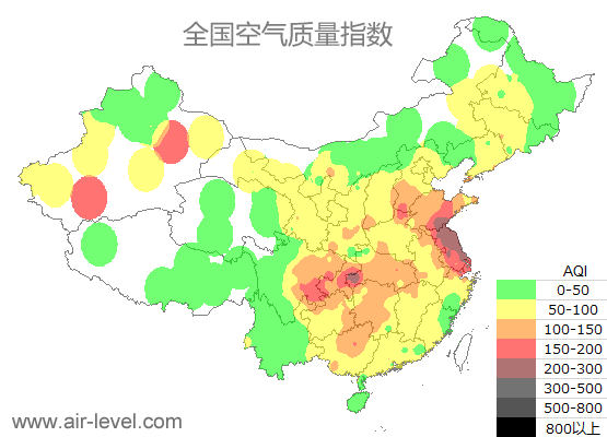 空气质量实时地图 2026-01-16 05:00