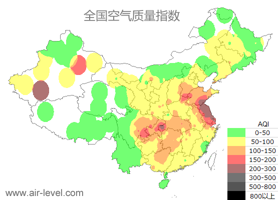 空气质量实时地图 2026-01-16 06:00