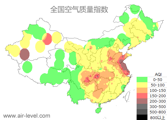 空气质量实时地图 2026-01-16 07:00