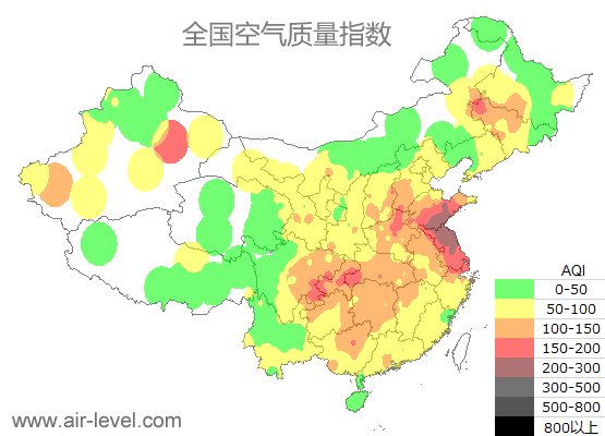 空气质量实时地图 2026-01-16 10:00