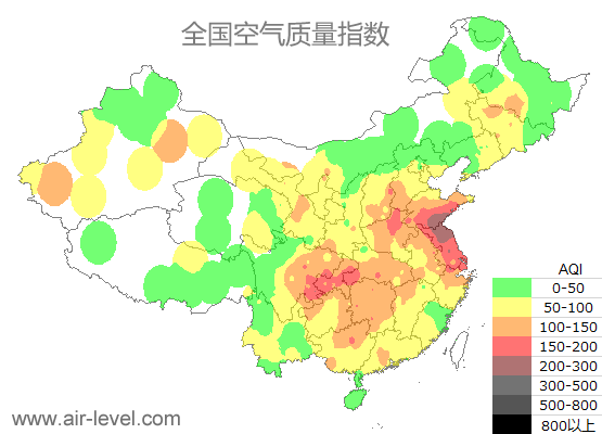 空气质量实时地图 2026-01-16 11:00