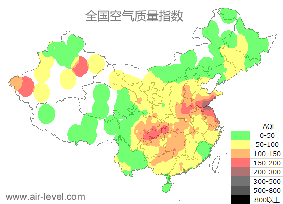 空气质量实时地图 2026-01-16 13:00
