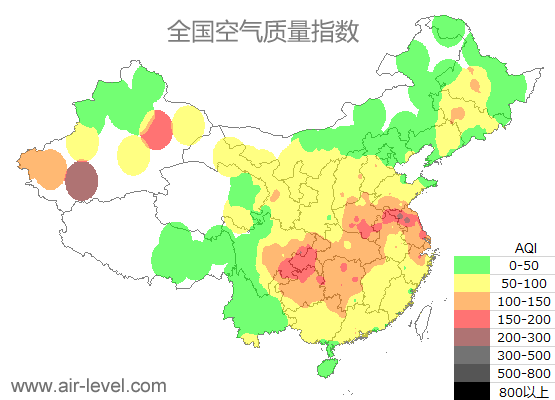 空气质量实时地图 2026-01-16 19:00