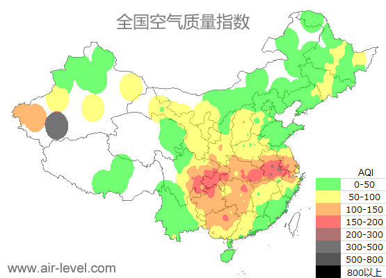 空气质量实时地图 2026-01-17 05:00