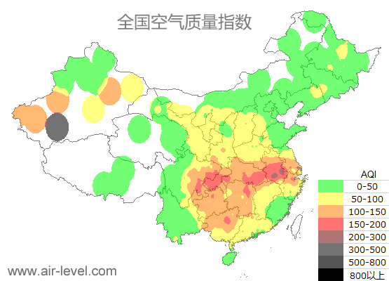 空气质量实时地图 2026-01-17 06:00