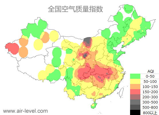 空气质量实时地图 2026-01-17 21:00