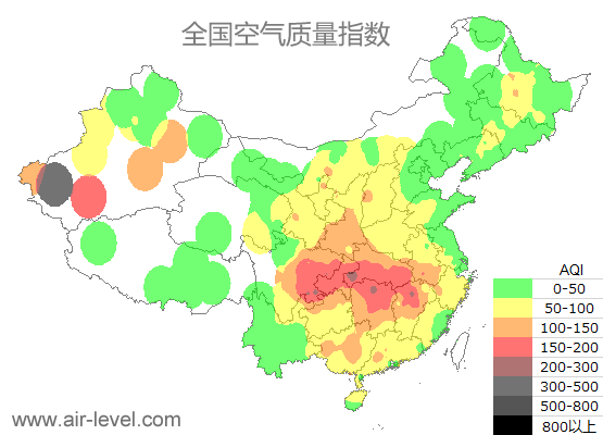 空气质量实时地图 2026-01-18 05:00