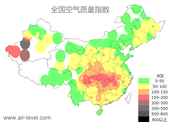 空气质量实时地图 2026-01-18 09:00