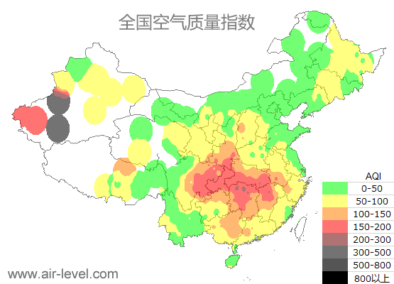 空气质量实时地图 2026-01-18 11:00