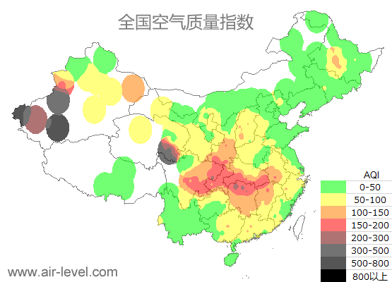 全国空气质量指数地图