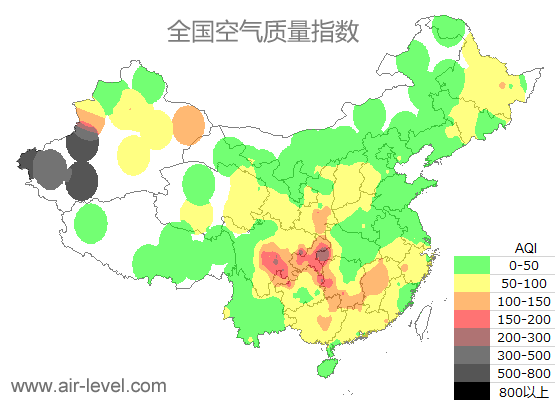 空气质量实时地图 2026-01-19 02:00
