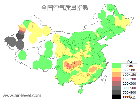 空气质量实时地图 2026-01-19 05:00