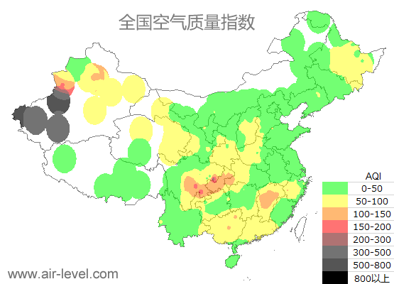 空气质量实时地图 2026-01-19 06:00