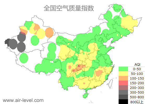 空气质量实时地图 2026-01-19 07:00