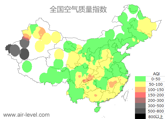 空气质量实时地图 2026-01-19 08:00