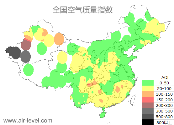 空气质量实时地图 2026-01-19 09:00