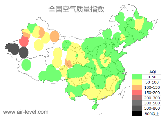 空气质量实时地图 2026-01-19 12:00