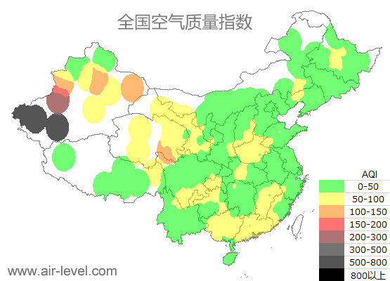 空气质量实时地图 2026-01-19 13:00