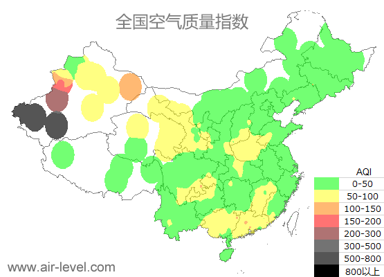 空气质量实时地图 2026-01-19 14:00