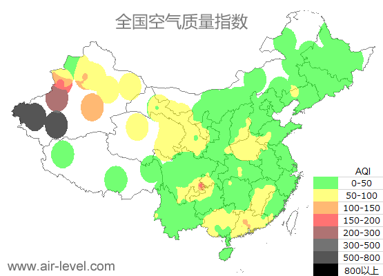 空气质量实时地图 2026-01-19 15:00