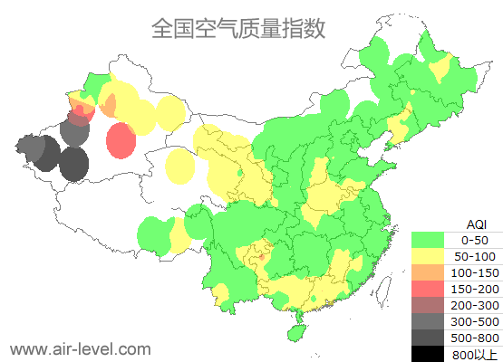 空气质量实时地图 2026-01-19 19:00