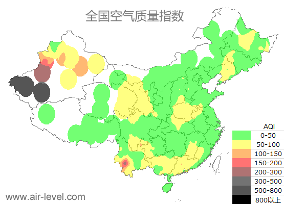 空气质量实时地图 2026-01-19 21:00