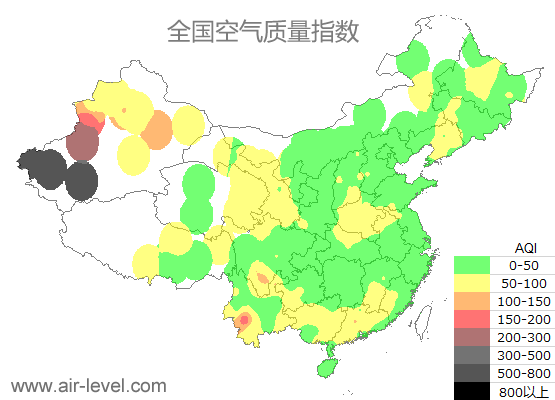 空气质量实时地图 2026-01-19 22:00